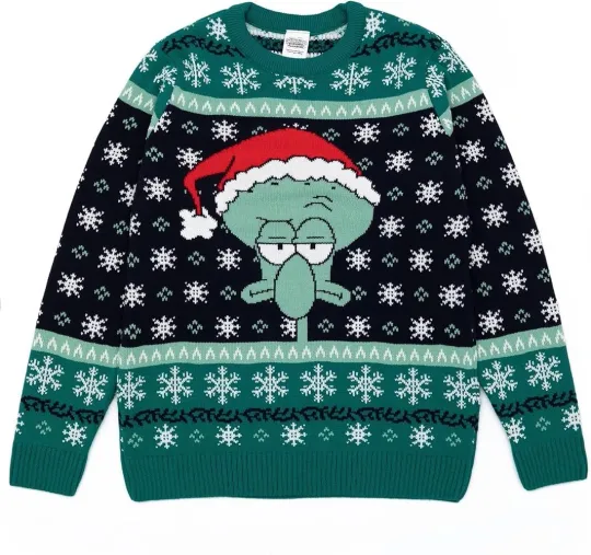 SPONGEBOB SQUAREPANTS Mens Christmas Jumper in Green | Ugly Sweater