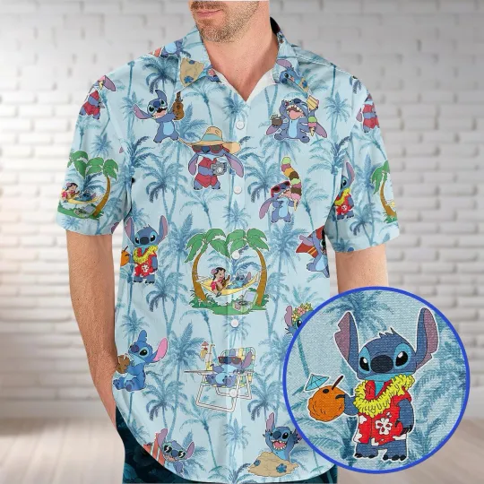 Discover Stitch Button Shirt Lilo And Stitch Summer Shirt Disney Stitch Shirt Stitch Hawa