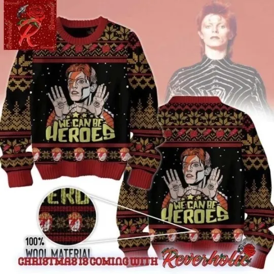 Discover Rare David Bowie We Can Be Heroes Holiday Gift Xmas S-6XL Ugly Sweater EM113