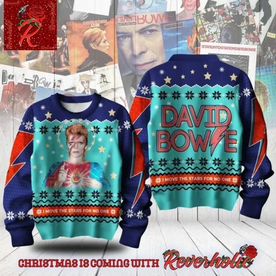 Discover Hot Christmas David Bowie I Move The Stars For No One S-6XL Ugly Sweater EM112