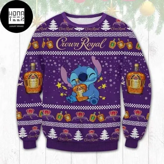 Discover Stitch Hug Crown Royal 2023 Ugly Christmas Sweater