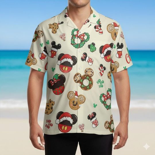 Discover Disney Mickey Mouse Christmas Snacks Hawaiian Shirt, Mickey's Merry Christmas Party Hawaii Shirt, Disneyland Family Trip Hawaiian Shirt