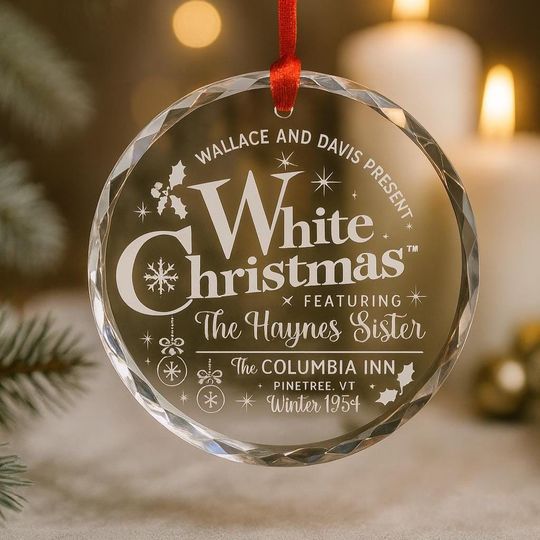 White Christmas Movie Ornament: Glass Vintage Holiday Decoration