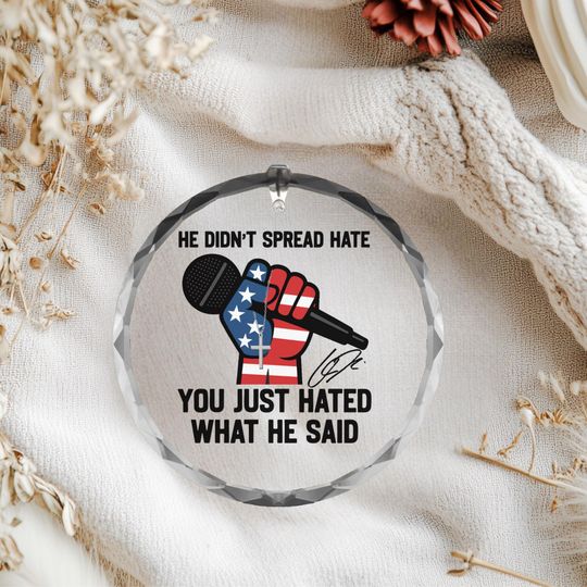 Discover Patriotic USA Flag Fist Ornament: Free Speech Quote, Mic, Choice of Material