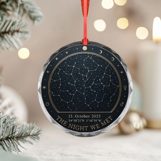 Discover Custom Star Map Ornament  The Night We Met Ornament  Personalized Date & Coordinates Gift