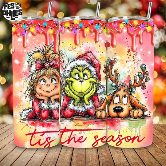 Discover Trendy Christmas Movie Friends Tumbler Design, Retro Christmas Green Guy 20oz Straight Tumbler Wrap  , Christmas Characters Wrap