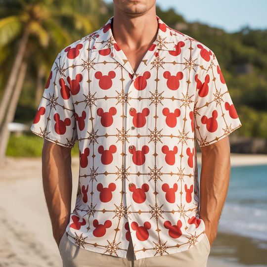 Discover Red Mickey Head Christmas Hawaiian Shirt, Mickey Santa Aloha Button Shirt, Disney Christmas & Holiday Hawaiian Shirt