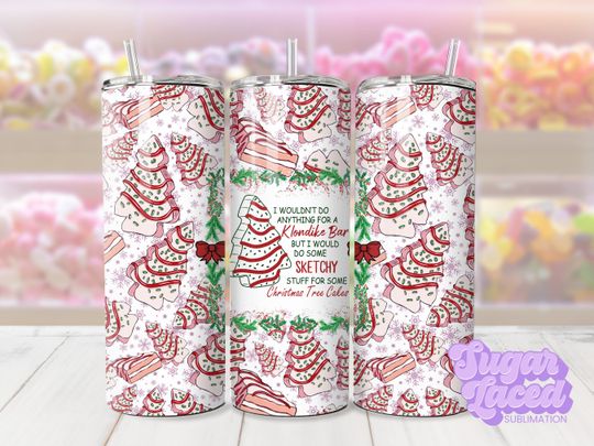 Discover Sketchy Christmas Tree Cakes 20oz Skinny Tumbler Wrap Design