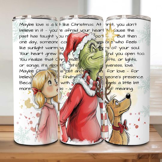 Discover Retro Christmas Characters Tumbler  , Retro Hand Drawn Mean Guy 20oz Tumbler Wrap, Christmas Thief Tumbler, Christmas Tumbler