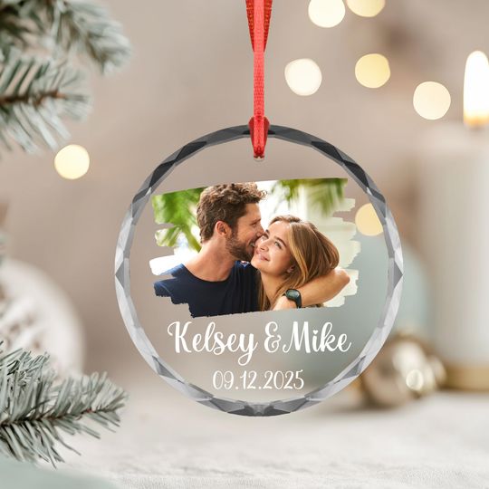 Personalized Photo Ornament | Wedding Date Keepsake | Couple Gift | Custom Christmas Ornament