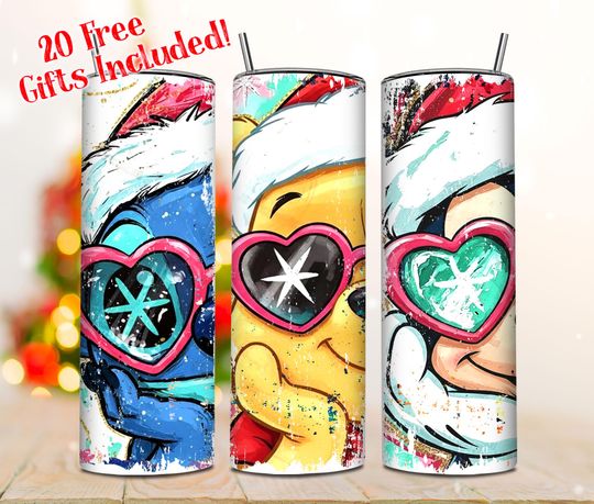 Discover Christmas Art Tumbler  , Retro Christmas 20oz Skinny Tumbler  , Christmas Characters Wrap  , Trendy Christmas Wrap
