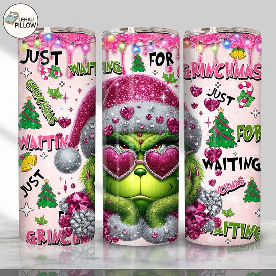 Discover Mean Guy Just Waiting For Christmas Tumbler Wrap, Pink Merry Christmas Cartoon Movie 20oz Tumbler  , Merry Christmas Tumbler, 20oz Skinny
