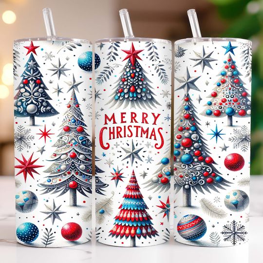 Discover Merry Christmas Tumbler Wrap, Xmas Holiday Sublimation Design  , Merry Christmas Tumbler  , 20oz Skinny Tumbler Wrap