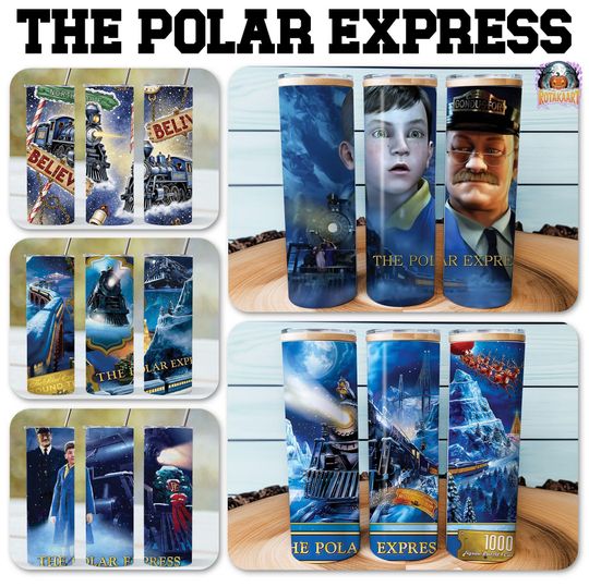 Discover Movie Christmas  20oz Tumbler Wrap  Bundle, 20 Tumbler Believe Train, North Pole Ticket, Polar Express Tumbler, Magic Train Tumbler