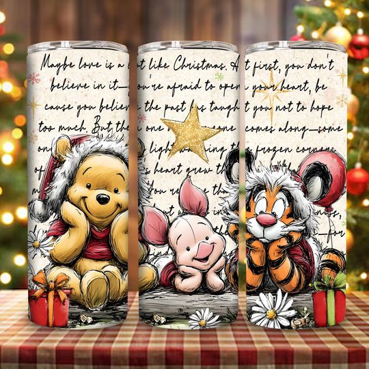 Discover Honey Bear It's the Most Wonderful Time of the Year Tumbler Wrap  , Cartoon Character Christmas 20oz Skinny Tumbler Wrap,Christmas Tumbler