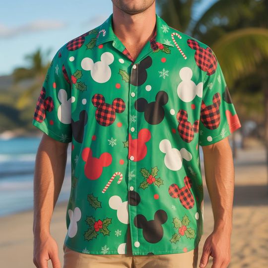 Discover Disney Christmas Mickey Mouse Hawaiian Shirt for Family Vacation