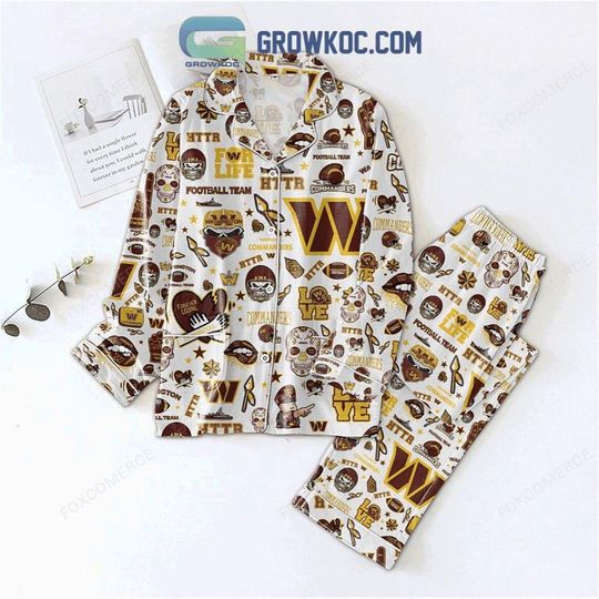 Washington Commanders Pajamas  Football Team Skull Love  football Christmas Holiday PJs