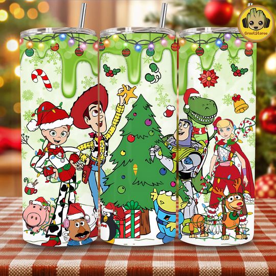 Discover Cute Green Guy Christmas Tumbler Wrap PNG, Funny Holiday Thief 20oz Skinny Design, Christmas Character Sublimation