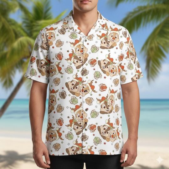 Discover Disney Chip and Dale Christmas Hawaiian Shirt, Double Trouble Chip Dale Christmas Shirt, Disney Couple Xmas Shirt, Disney Family Trip Shirt