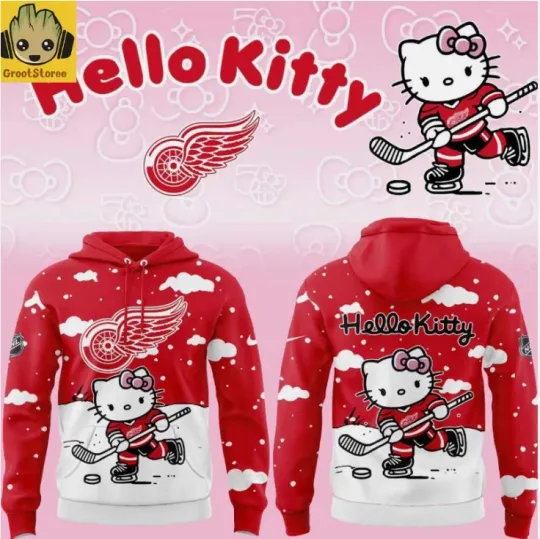 Discover Detroit Red Winggg X Hello 1Kitty Christmas 2025 3D Hoodie Gift For Chirstmas