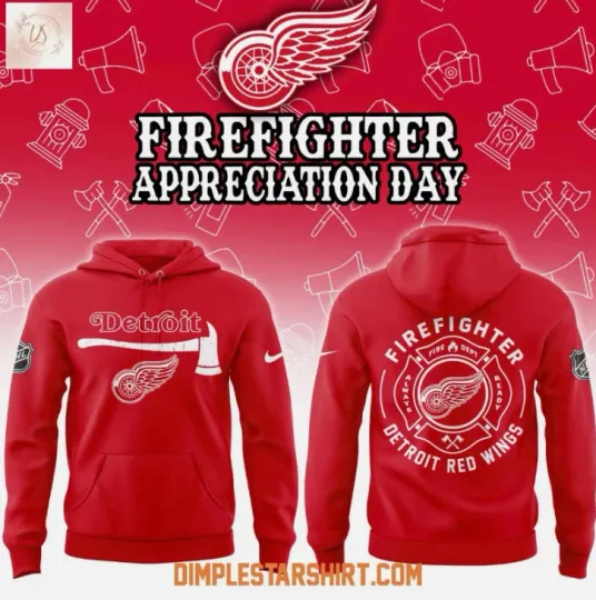 Discover Detroit Red Winggg Firefighter Appreciation Day 3D Hoodie Gift For Christmas