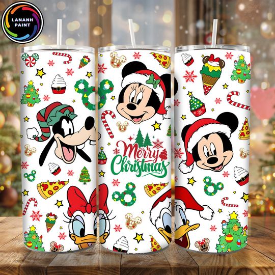 Discover Christmas Cartoon Mouse And Friends Characters Tumbler PNG,Funny Christmas Cartoon Movie 20oz Tumbler Wrap PNG,Christmas 20oz Tumbler Design