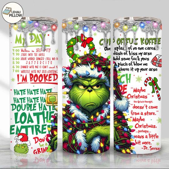 Christmas Green Movie 20oz Tumbler  , Retro Merry Christmas Tumbler, Tumbler 20oz Skinny Tumbler, Im Fine Everything Is Fine Tumbler