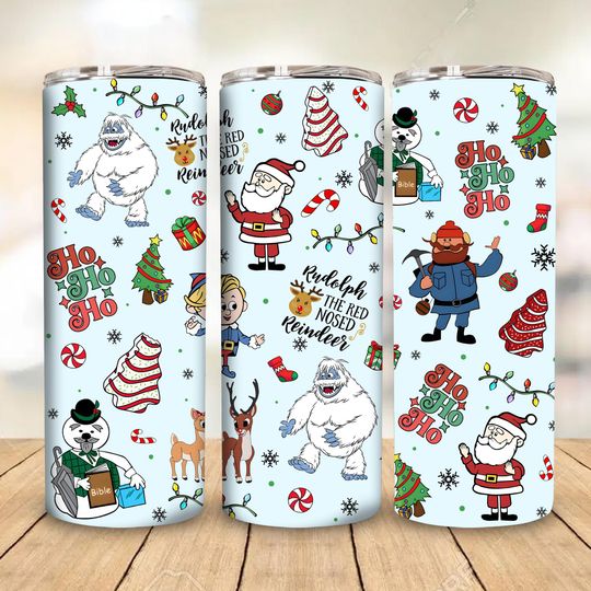 Discover Retro Christmas Movie 20 oz Tumbler Wrap, Reindeer Cartoon Tumbler, 20oz Skinny Tumbler Wrap, Christmas Movies Friends Png