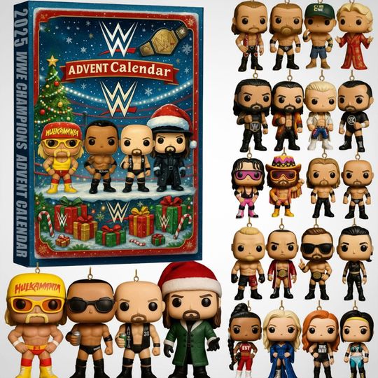 Discover 2025 Wrestling Entertainment Champions Advent Calendar | 24 Wrestler Ornament Set | Wrestling Fan Christmas Gift | Superstar Holiday Decor