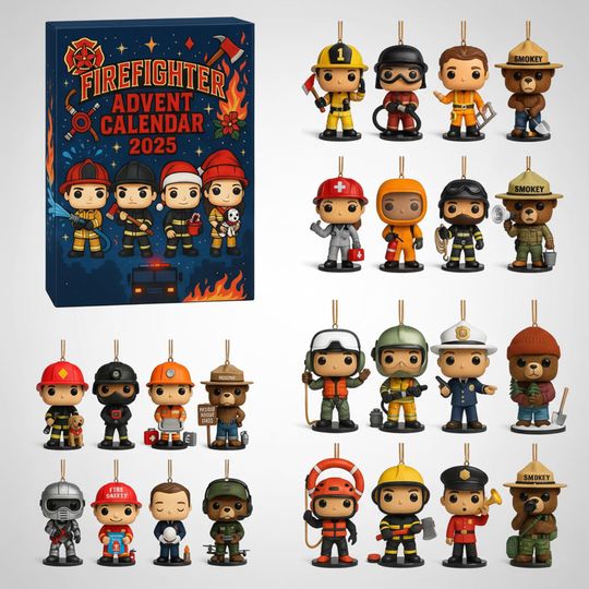 Discover 24 Fireman Hero Ornaments Set | Firefighter Christmas Decorations | Thank You Gift for First Responders | Ready to hang