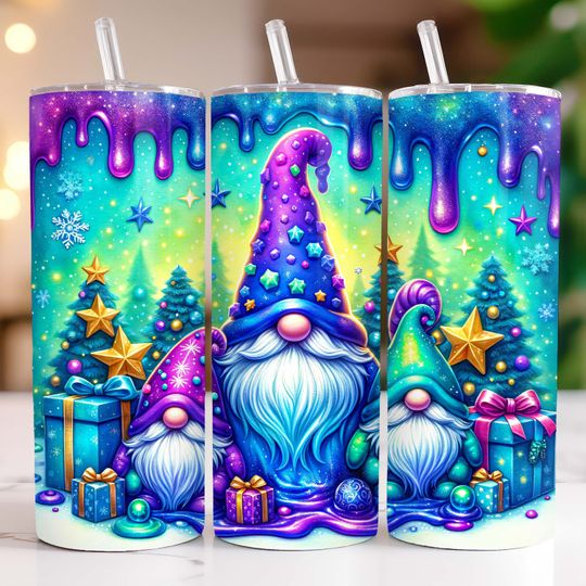 Discover Cute Christmas Gnome Tumbler Wrap, Christmas Gnome Tumbler  , Xmas 20 oz Skinny Tumbler Sublimation Design