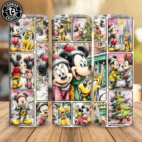 Discover Funny Mouse Christmas Tumbler Tumbler Wrap  , Cartoon Character Christmas 20oz Skinny Tumbler Wrap  , Pink Christmas Character Tumbler