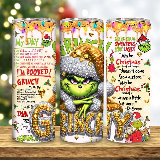 Discover Funny Christmas Thief Eww People Tumbler Wrap  , Green Character Christmas 20 oz Skinny Tumbler Wrap  , Christmas Character Tumbler
