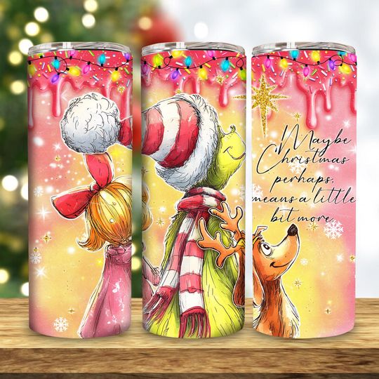 Discover Retro Maybe Christmas Perhaps 20oz Tumbler Wrap  , Funny Christmas Thief Wrap, Vintage Holiday Character Tumbler Sublimation