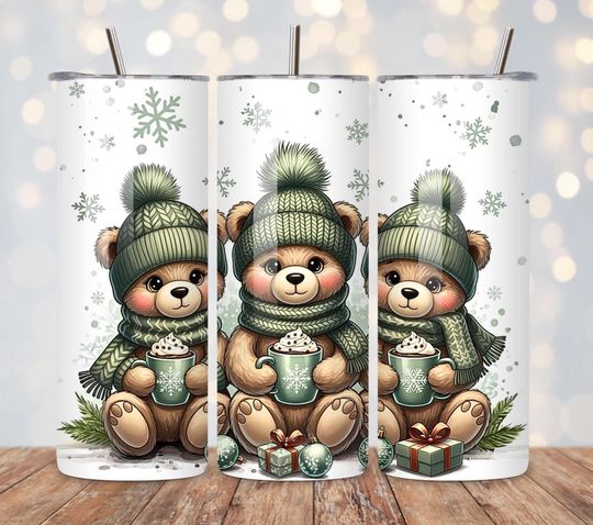 Discover Christmas Tumbler Wrap, 20oz Skinny Tumbler Sublimation Design, Christmas Tumbler  , Teddy Bear Tumbler Wrap