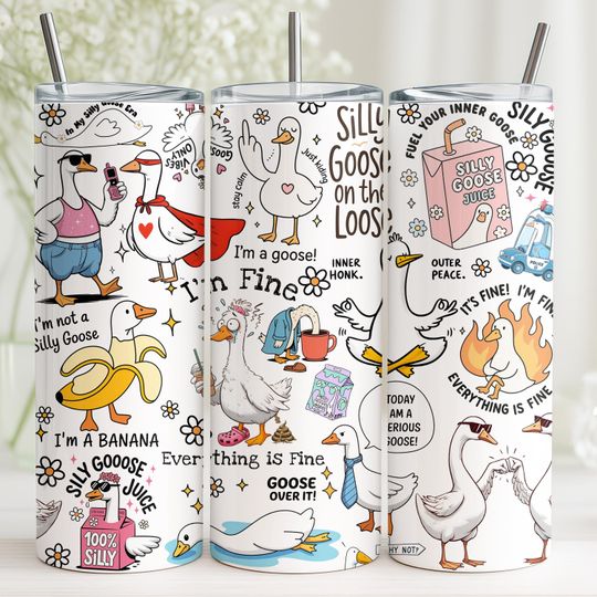 Discover Funny Goose Tumbler Wrap  , 20oz Skinny Tumbler  , Seamless Sublimation