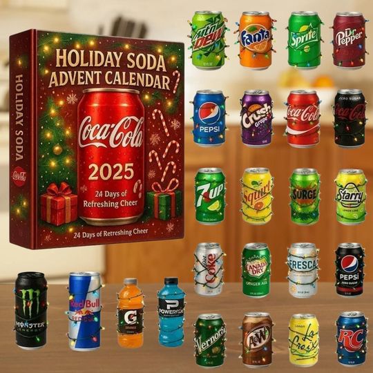 Discover 2025 Holiday Soda Advent Calendar, Refreshing Drink Countdown Set, Colorful Beverage Collectible, Coca-Cola Christmas Countdown