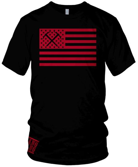 Discover Bang Bang Axe Flag Black & Red T-Shirt