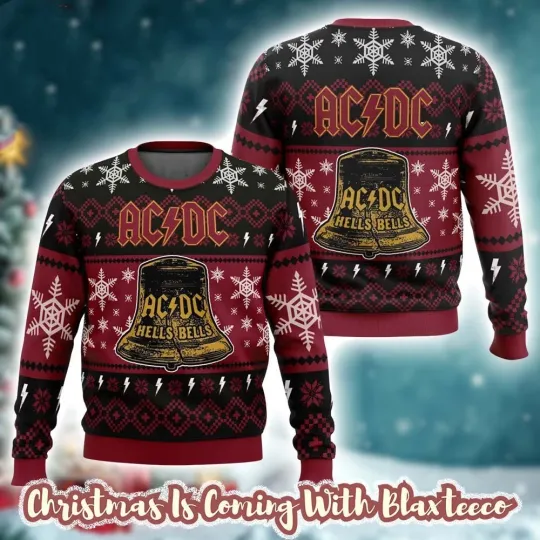 Rock Band Hells Bells Ugly Sweater Christmas 3D Shirt Unisex Concert