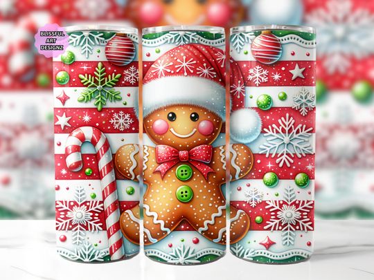 Discover Gingerbread Tumbler Wrap, 20 oz Skinny Tumbler Sublimation Design, Christmas Sublimation Design, Christmas Tumbler Wrap