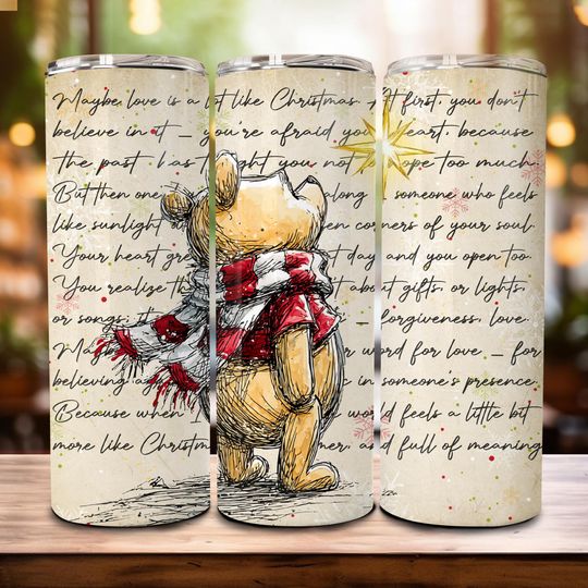 Discover Cartoon Honey Bear Christmas 20oz Skinny Tumbler  , Retro Maybe Christmas Perhaps 20oz Tumbler Wrap  , Bear & Friends Xmas Tumbler
