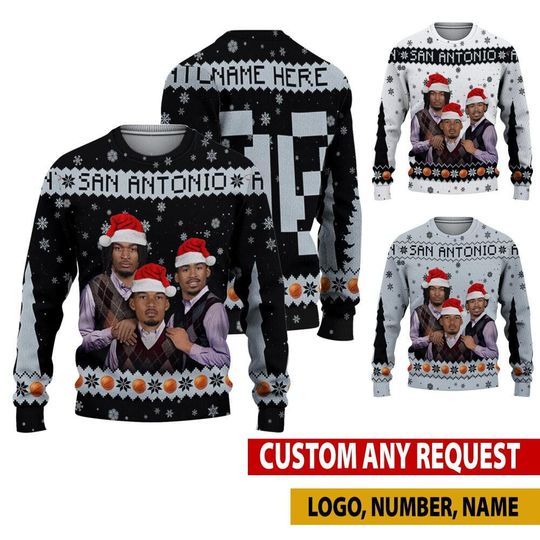 Personalized Victor Wembanyama Dylan Harper Stephon Castle Ugly Sweater, San Antonio Bros Funny Christmas Hoodie, Basketball Christmas Shirt
