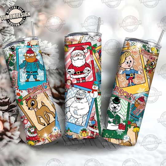 Discover Reindeer Cartoon Tumbler Pnh, Retro Tarot Card Christmas Movie 20 oz Tumbler , 20oz Skinny Tumbler Wrap, Movies Friends