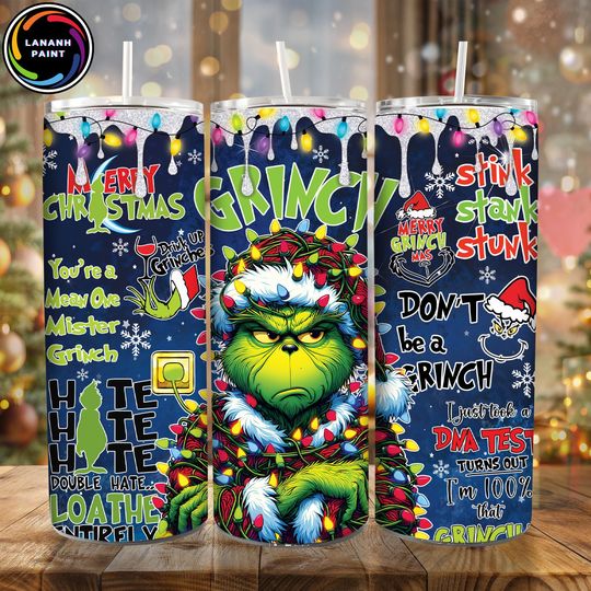 Discover Green Character Christmas Tumbler Wrap  , Funny Eww People 20oz Skinny  , Holiday Sublimation Design, Trendy Christmas Tumbler Clipart