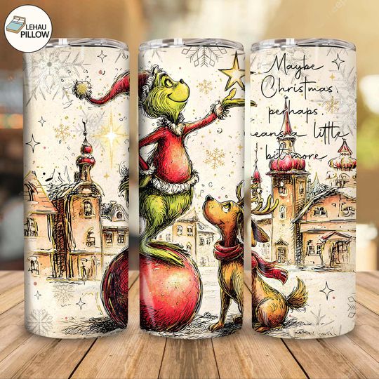 Discover Christmas Green Guy 20oz Tumbler Wrap  , Trendy Christmas Movie Friends Design, Merry Christmas Printable Straight Tumbler