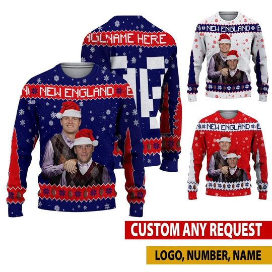 Discover Personalized Drake Maye Brady Ugly Sweater, New England Bros Funny Christmas Hoodie, Football Christmas Gifts Shirt