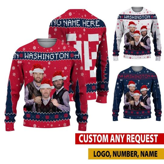 Discover Personalized Alexander Ovechkin Tom Wilson Logan Thompson Hockey Ugly Sweater, Washington Bros Christmas Hoodie, Hockey Christmas Shirt