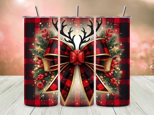 Discover Christmas Coquette Bow Png, Reindeer Christmas Design, Santa Sublimation Png, Coquette Png Design, 20oz Skinny Tumbler Wrap