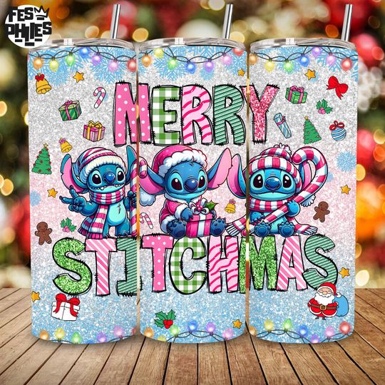 Discover Christmas Blue Monster 20oz Skinny Tumbler Wrap PNG, Cute Cartoon Straight Tumbler Design, Funny Holiday Sublimation Digital File