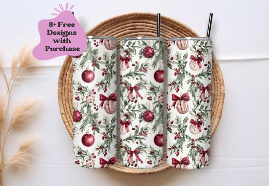Discover Vintage Christmas Tumbler Wrap | Christmas Ornament Tumbler  Wrap | Red Ornaments Tumbler Wrap | Victorian Tumbler Wrap  | Mistletoe